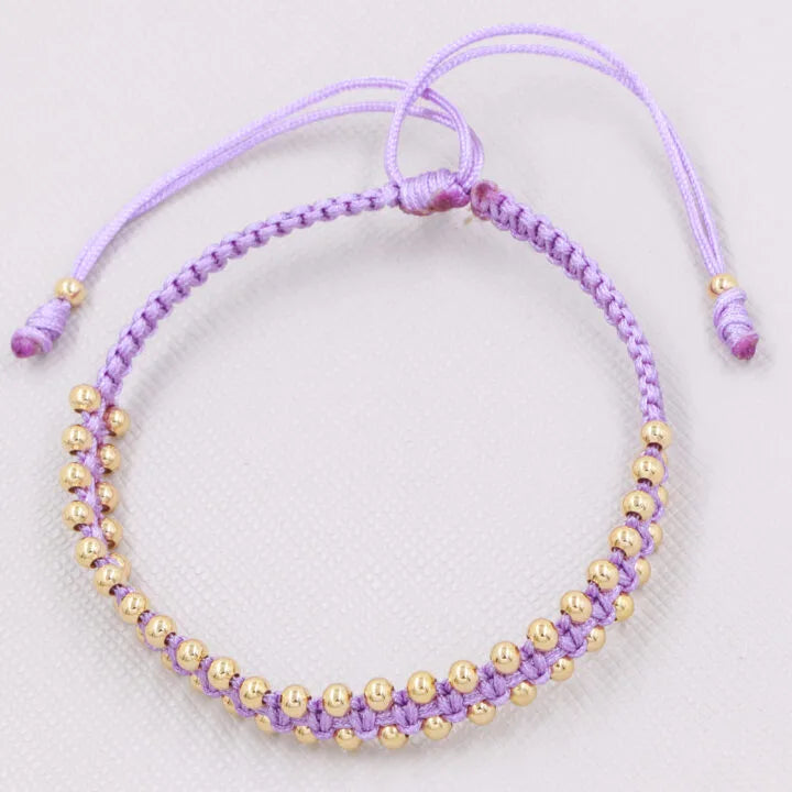 Brazalete Tejido Macramé Oro Laminado 18k