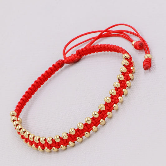 Brazalete Tejido Macramé Oro Laminado 18k