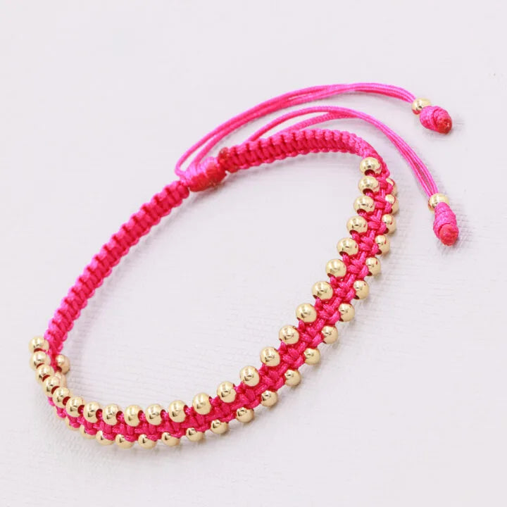 Brazalete Tejido Macramé Oro Laminado 18k