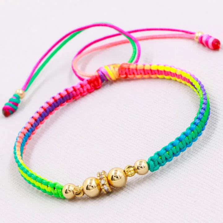 Brazalete Tejido Con Rondel Oro Laminado18k