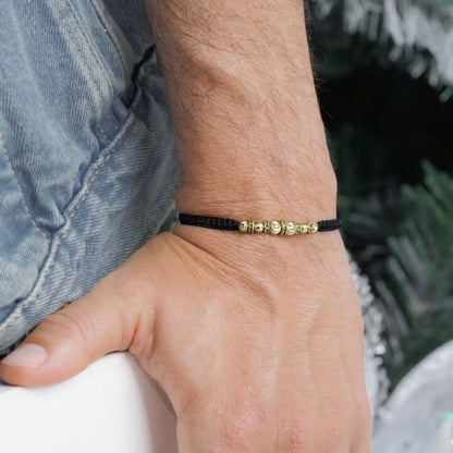 Brazalete Macramé Rondeles Circonias Oro Laminado 18K