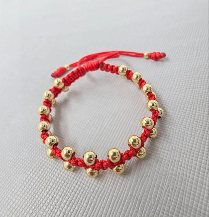 Brazalete Tejido Balín En Oro Laminado 18k