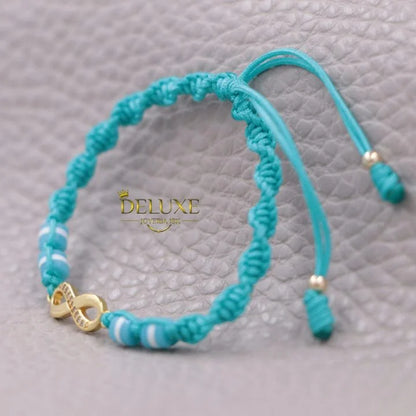 Brazalete Azul Espiral Infinito Oro Laminado 18k