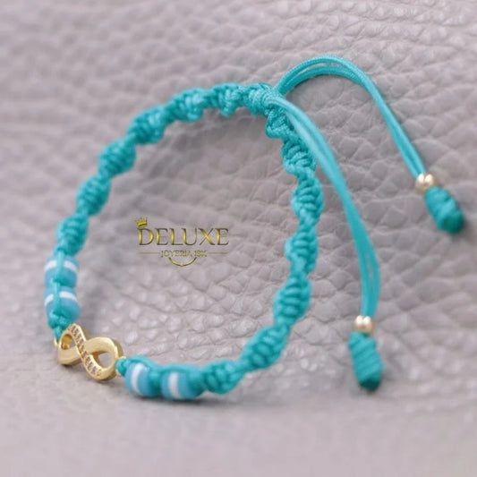 Brazalete Azul Espiral Infinito Oro Laminado 18k