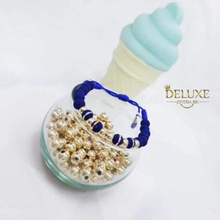Brazalete Azul Balín Oro Laminado 18k