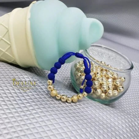 Brazalete Azul Balín Oro Laminado 18k