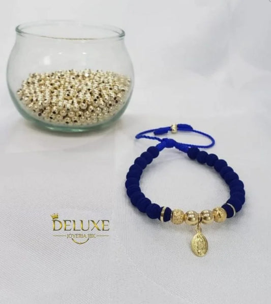 Brazalete Con Colgante Virgen Pequeña Oro Laminado 18k