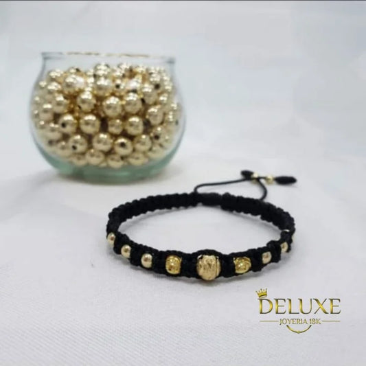Brazalete Negro Balín Oro Laminado 18k