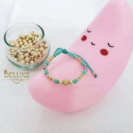 Brazalete Celeste Balín Oro Laminado 18k