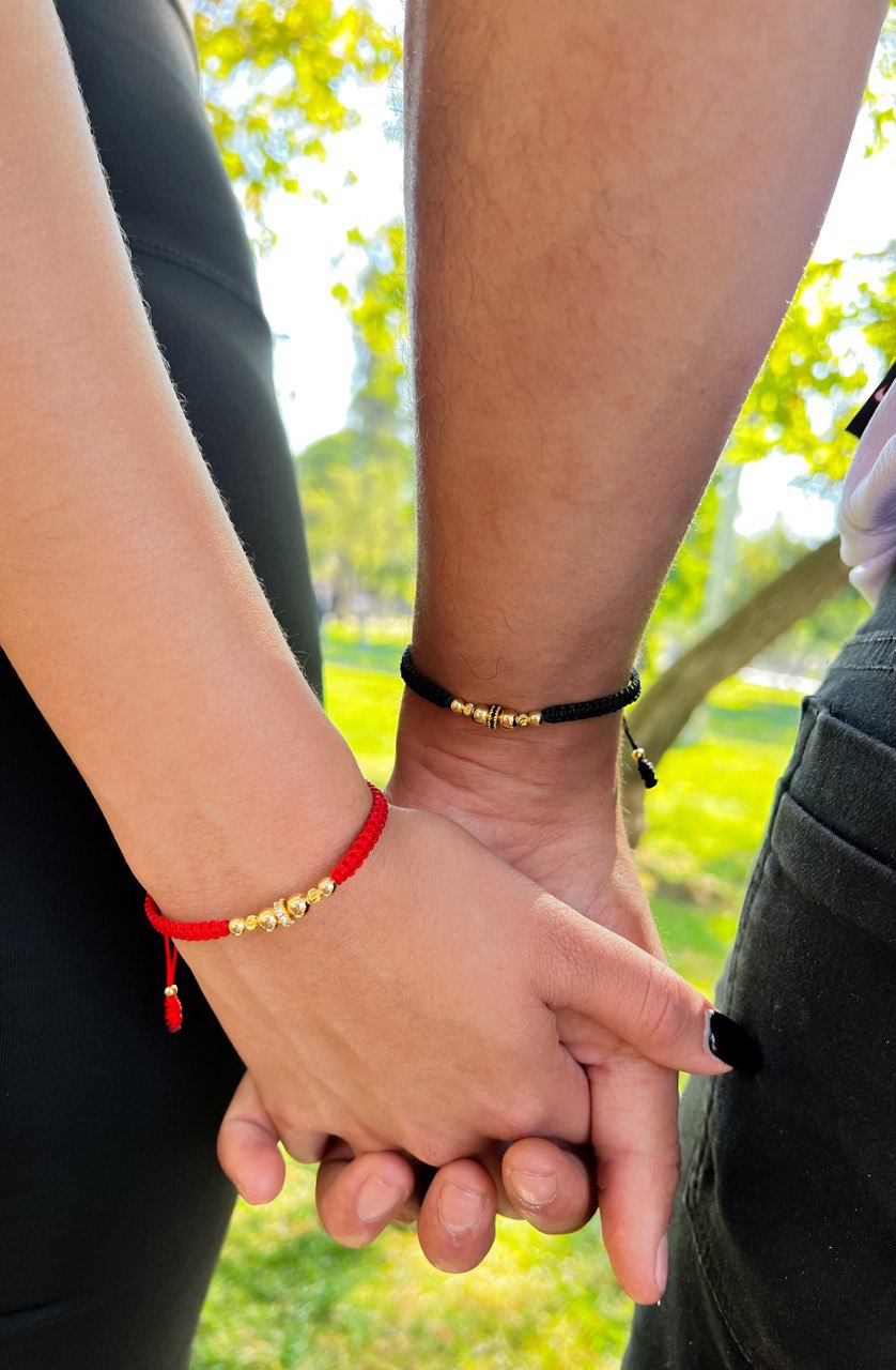 Brazaletes Tejidos San Valentín x2 Oro Laminado 18k