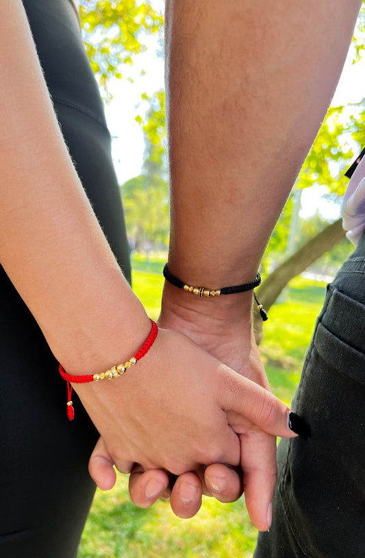 Brazaletes Tejidos San Valentín x2 Oro Laminado 18k