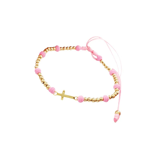 Brazalete Con Cruz Oro Laminado 18K
