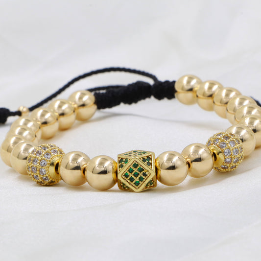 Brazalete Con Hexágono Oro Laminado 18k