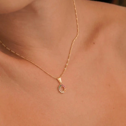 Colgante Rainbow Circonias Oro Laminado 18k