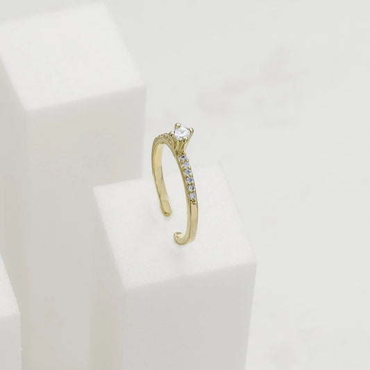 Anillo Promise Circonias Ajustable oro laminado 18k