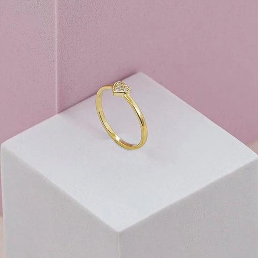 Anillo Corazon Circonias Oro Laminado 18k