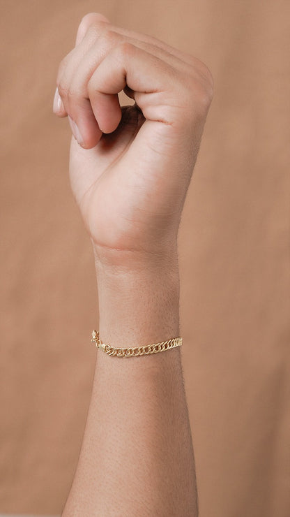 Pulsera Cubana Continua Oro Lamiando 18k