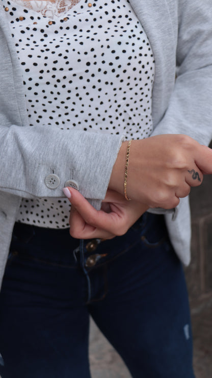 Pulsera Tejido Escalera Con Destellos Oro Laminado 18k