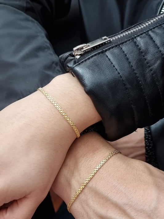 Conjunto de Pulsera Tejido Chino X2 Oro Laminado 18k
