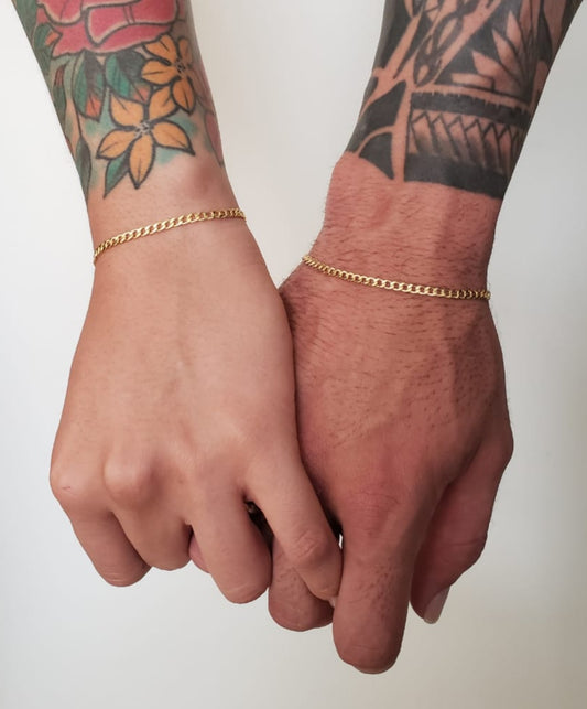 Conjunto Pulsera Pareja Tejido Cubano Oro Laminado 18k