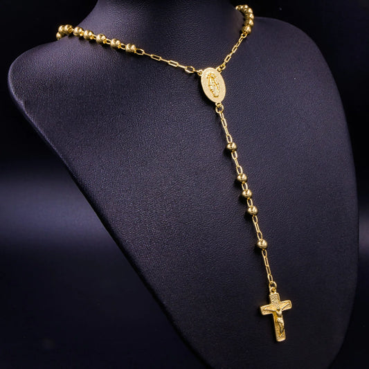 Rosario Balín Semi-Grueso oro laminado 18k