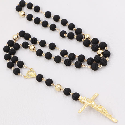 Rosario Cristo Madero Oro laminado 18k
