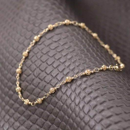 Tobillera Bolitas Oro Laminado 18k