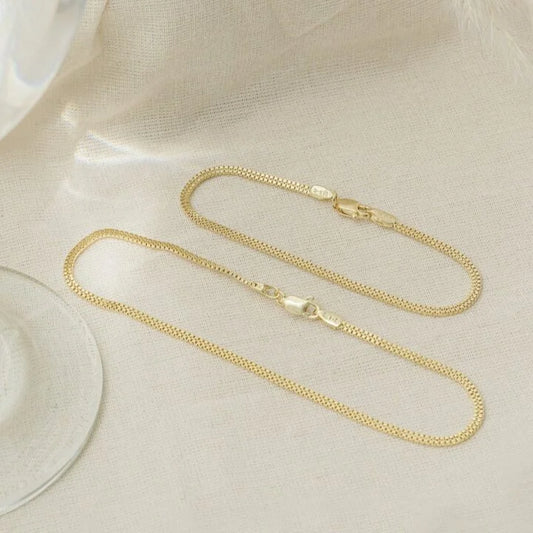 Tobillera Veneciana Doble Carril Oro Laminado 18k